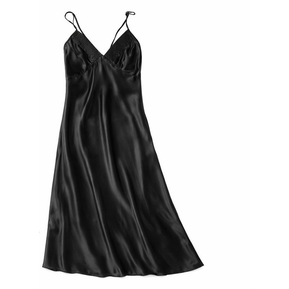 Vintage Adrienne Vitadini Medium Black satin Nightgown - Picture 4 of 8